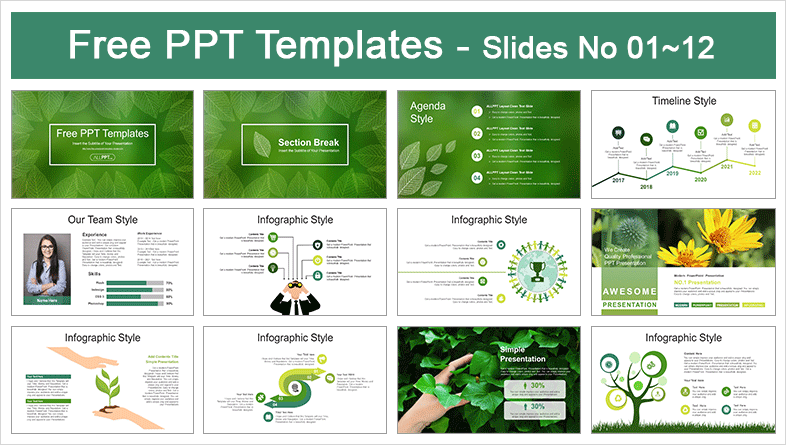 绿色植物树叶PPT模板